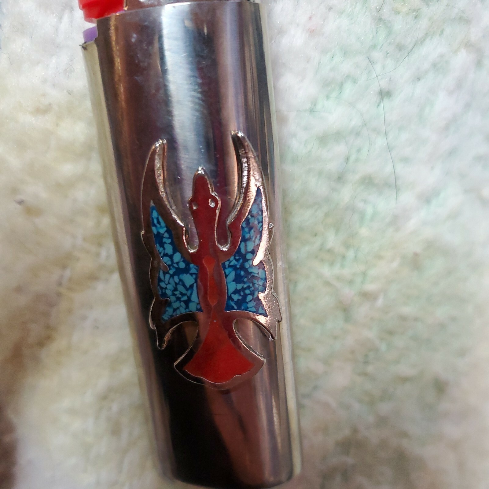 Vtg Lighter Case Thunder Bird Peyote Turquoise Coral Western Cover Holder fo Bic