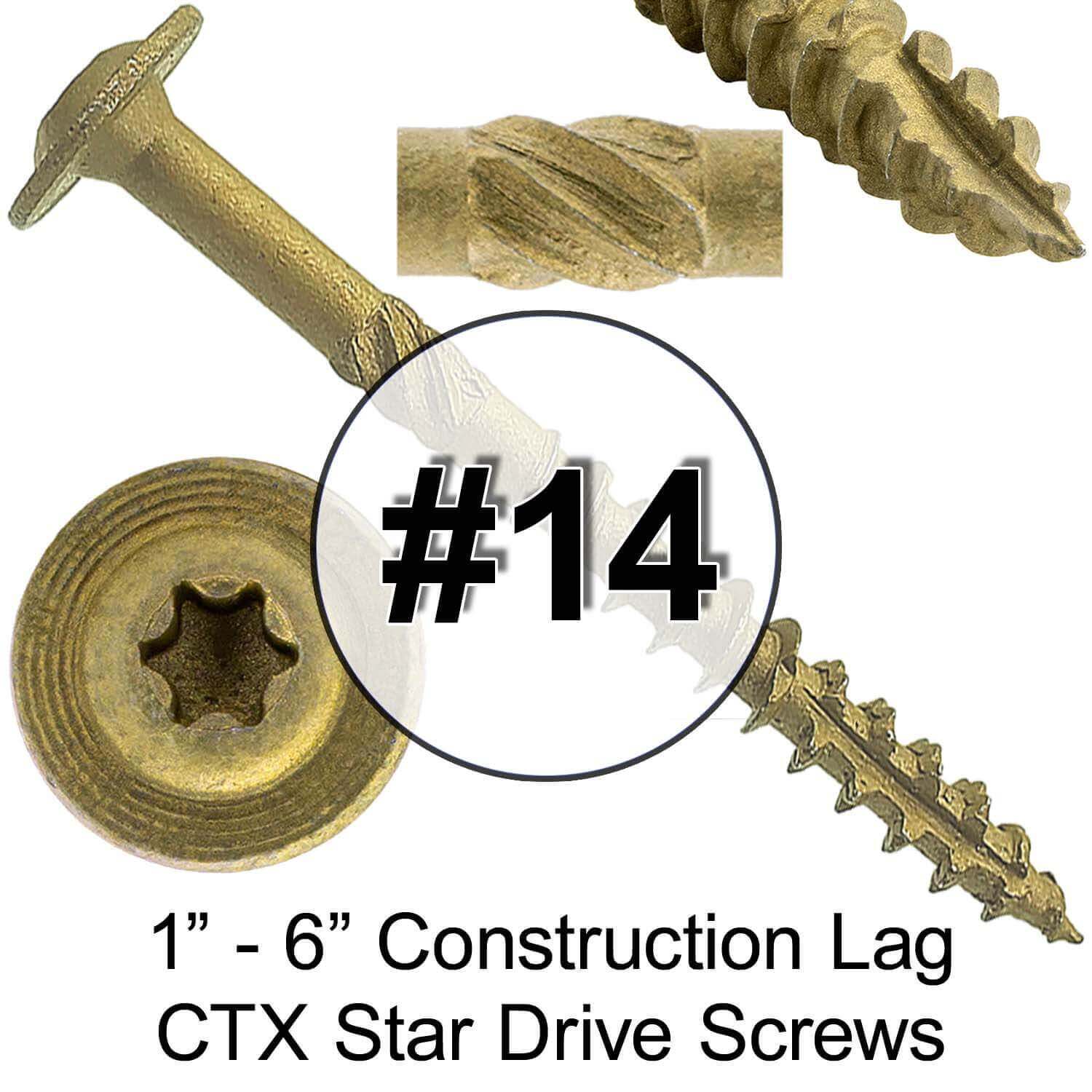 #14 Construction Lag Screws - Star Drive Heavy Duty Structural Lag