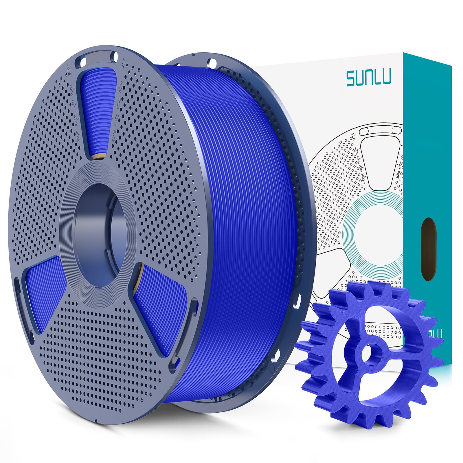 SUNLU PLA+2.0 3D Printer Filament, Upgrade PLA+ Filament 1kg, 1kg Klein Blue
