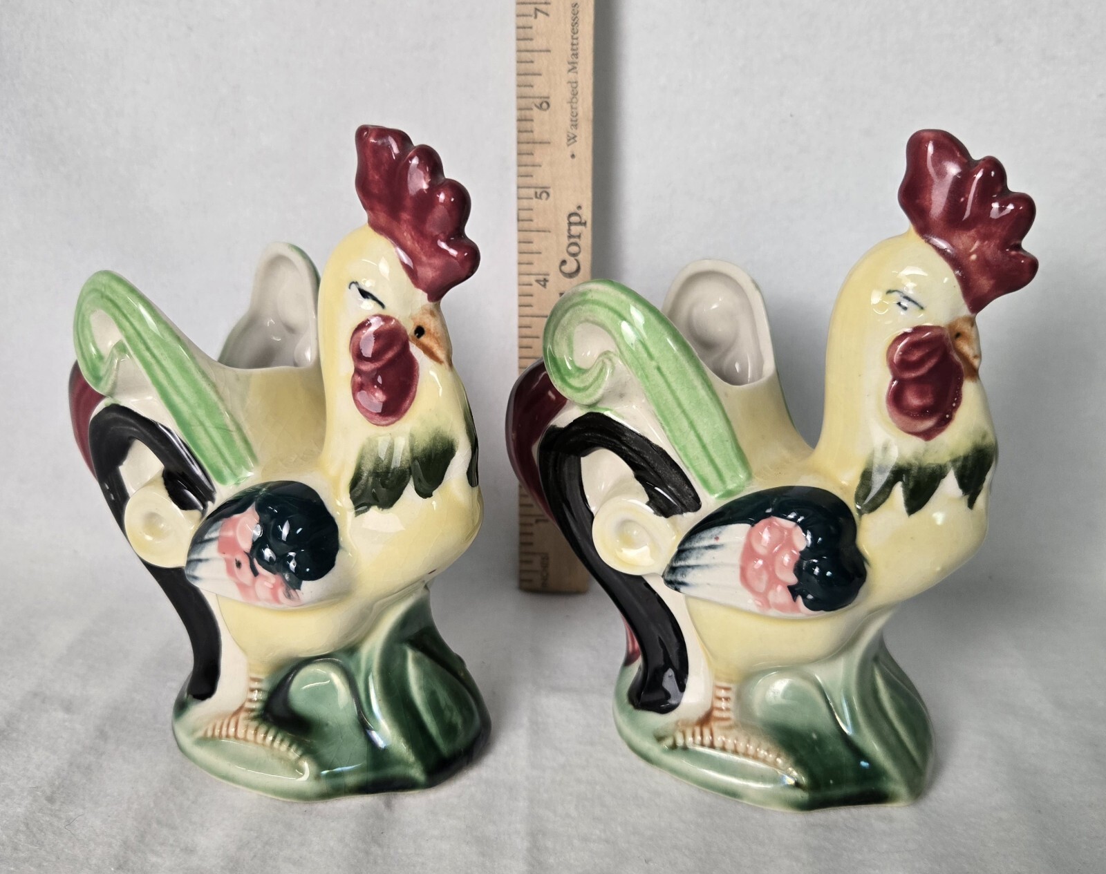 Vintage Japan Ceramic Rooster Planters Air Plant Vessel Succulent Hand Painted