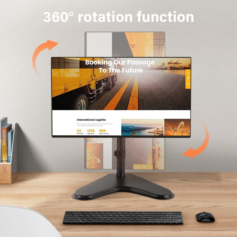 Single Computer Monitor Stand Metal Base Free Standing Desk Vesa Mount for 13 In