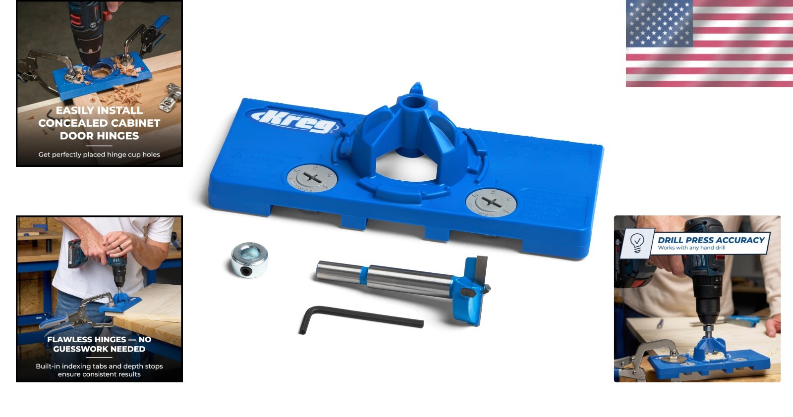 Adjustable Concealed Hinge Jig with 35mm Drilling Bit for Cabinet Installations