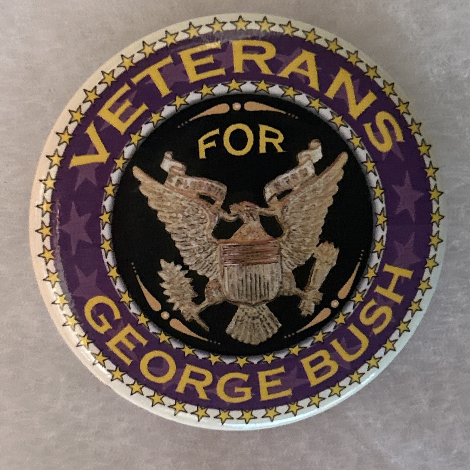 Veterans For George Bush  2 1/4” pinback button pin