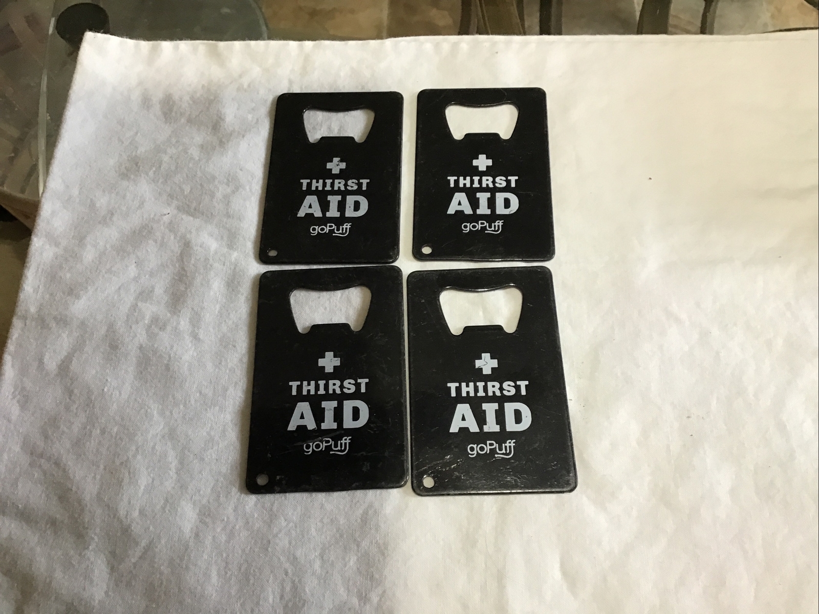 Lot Of 4 Thirst Aid Go Puff Bottle Beer Openers Black