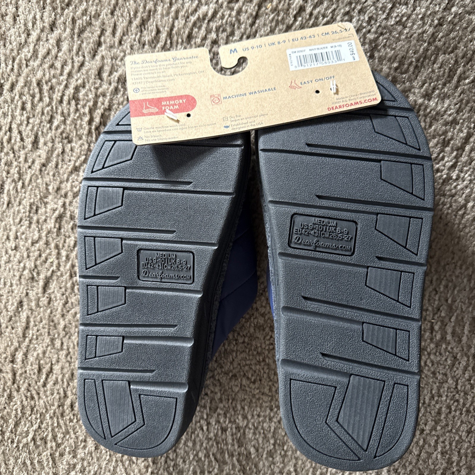 Dearfoams Memory Foam Blue Sandal Type Size Medium 9-10
