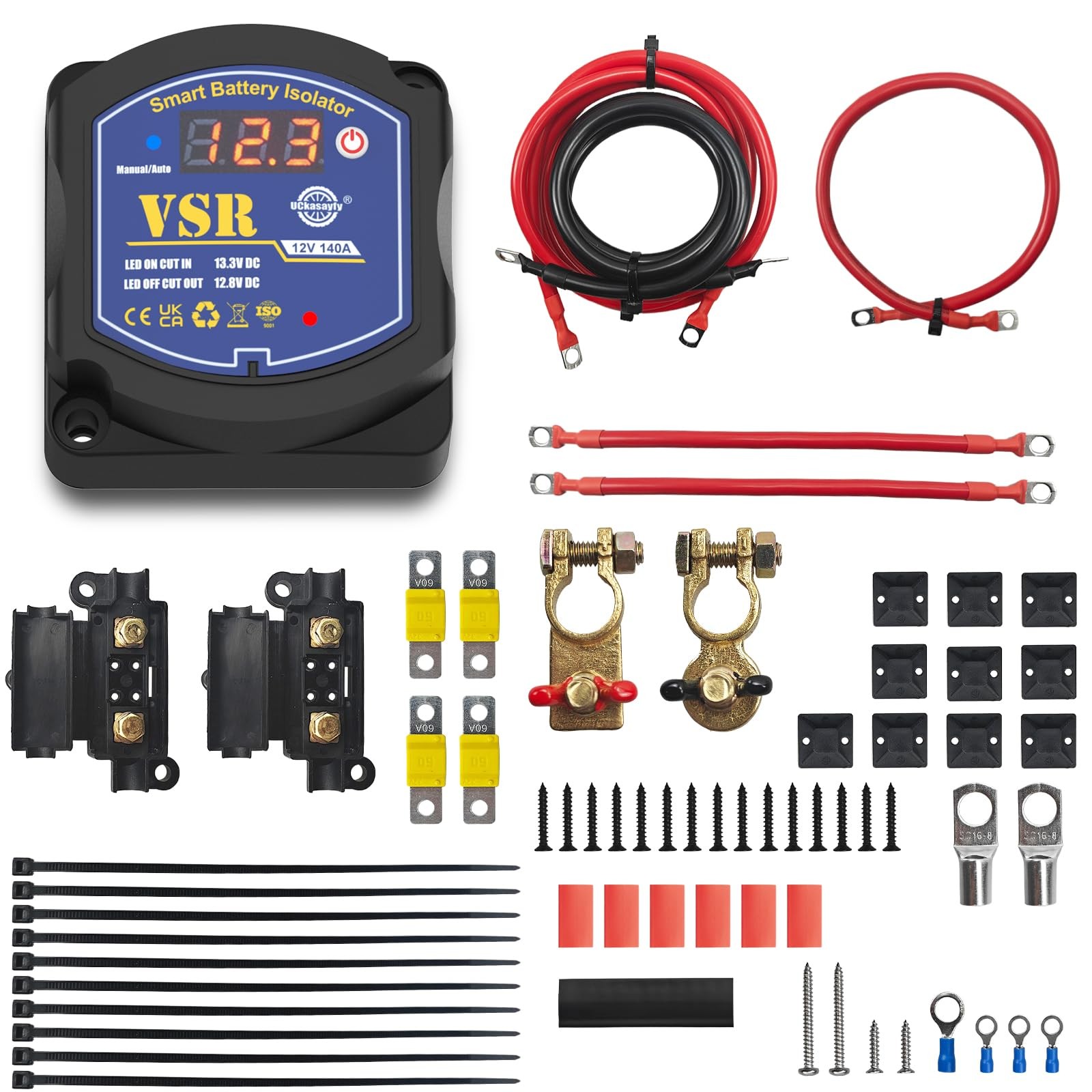 UCkasayfy Dual Battery Isolator Kit 12V 140amp, Voltage Sensitive VSR