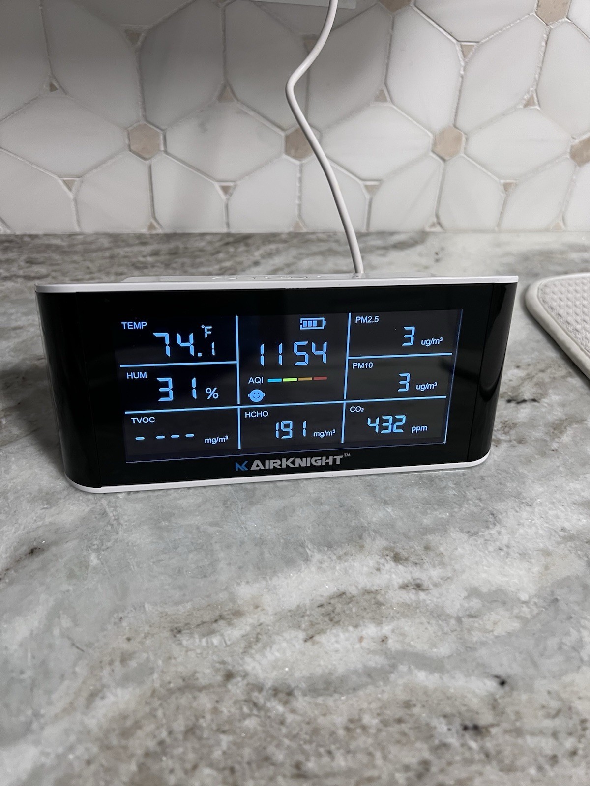 AirKnight Digital Indoor Air Quality Monitor CO2 PM2.5 HCHO TVOC Temp Humidity