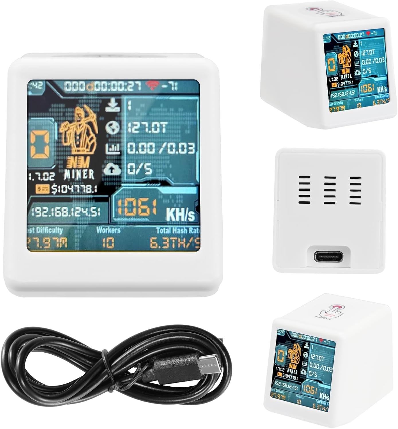 Bitcoin Miner V2 with ESP32 Smart Display & Table Clock