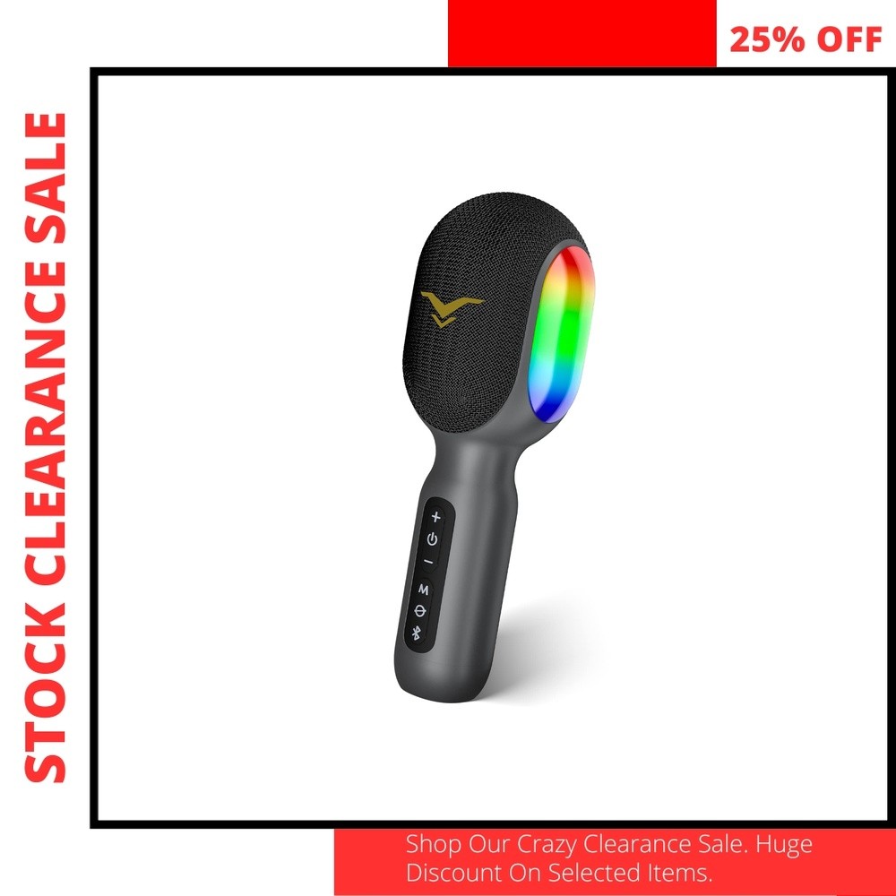 Micrófono inalámbrico Bluetooth para karaoke, altavoz portátil 5 en 1, luces RGB