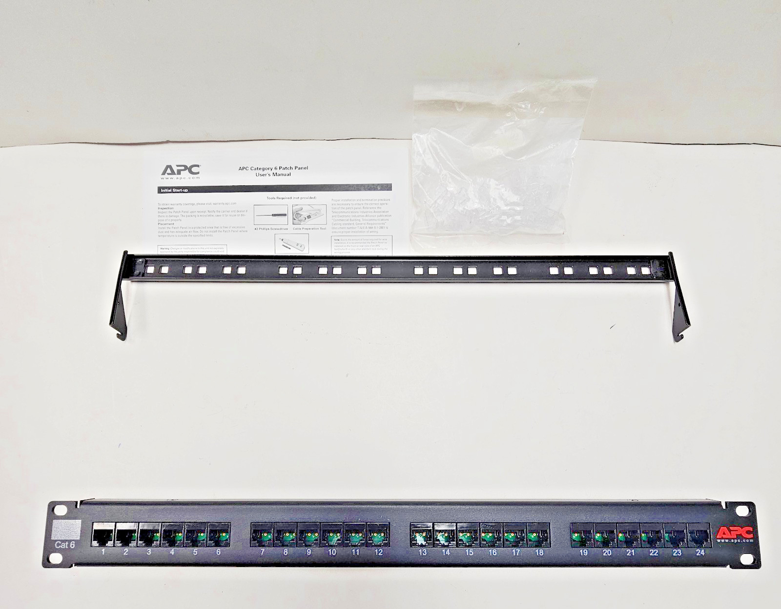 APC by Schneider Electric CAT6PNL-24 24 Port Cat 6 Network Patch Panel NEW Open