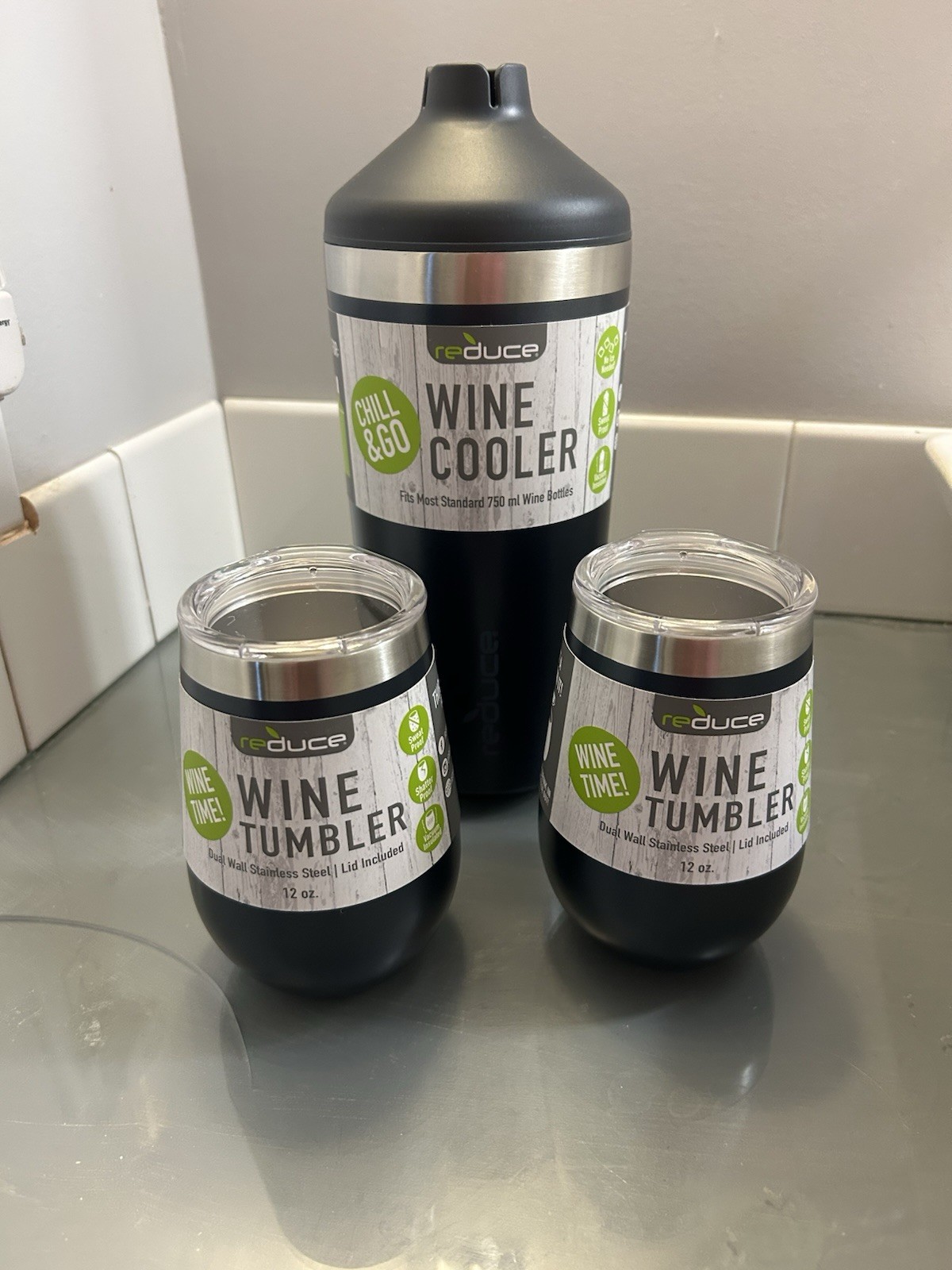 Reduce Wine Cooler Set - Stainless Steel Wine Bottle Cooler Set