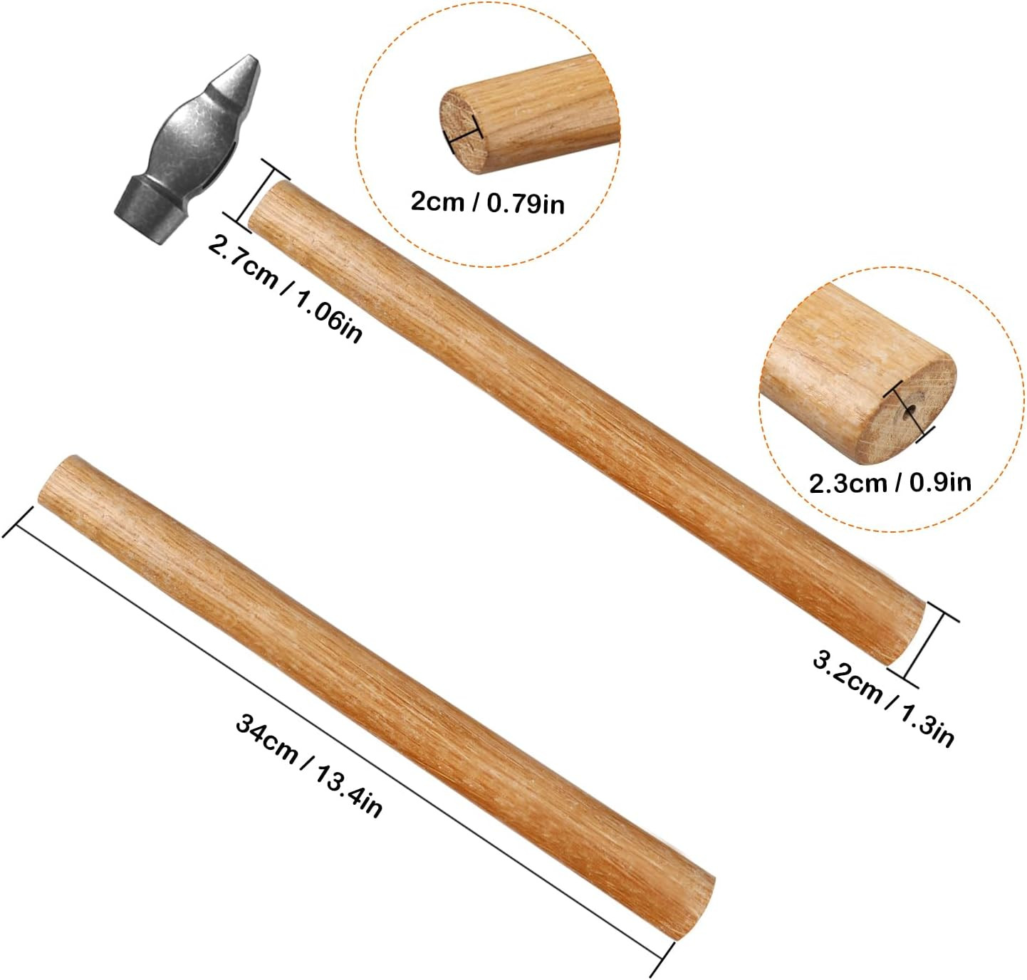 Wood Hammer Handle, 10 Pack Replacement Hammer Handles, Easy to Install, Durable