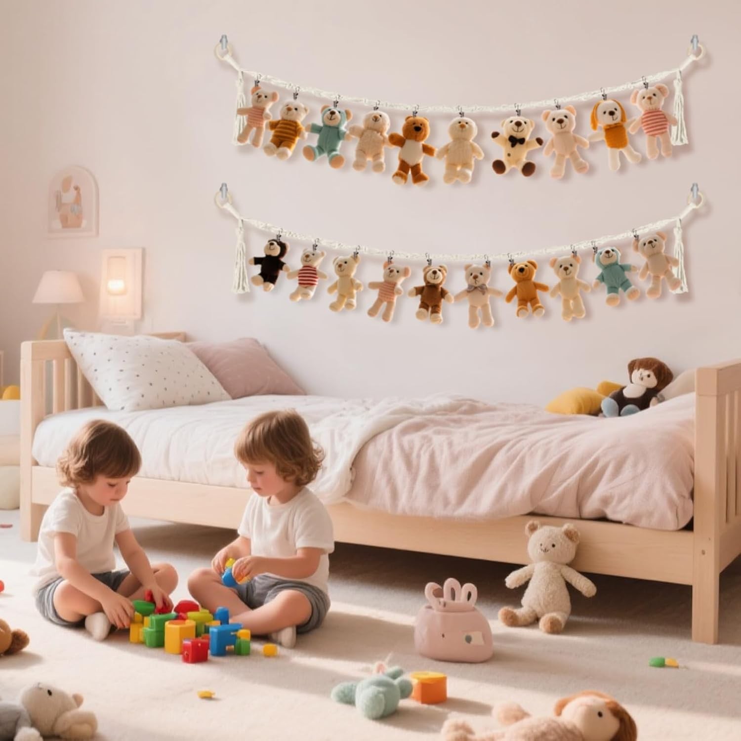 80" 2-Pack Cotton Hanging Storage Chain For Stuffed Animals Storage with 20 Meta
