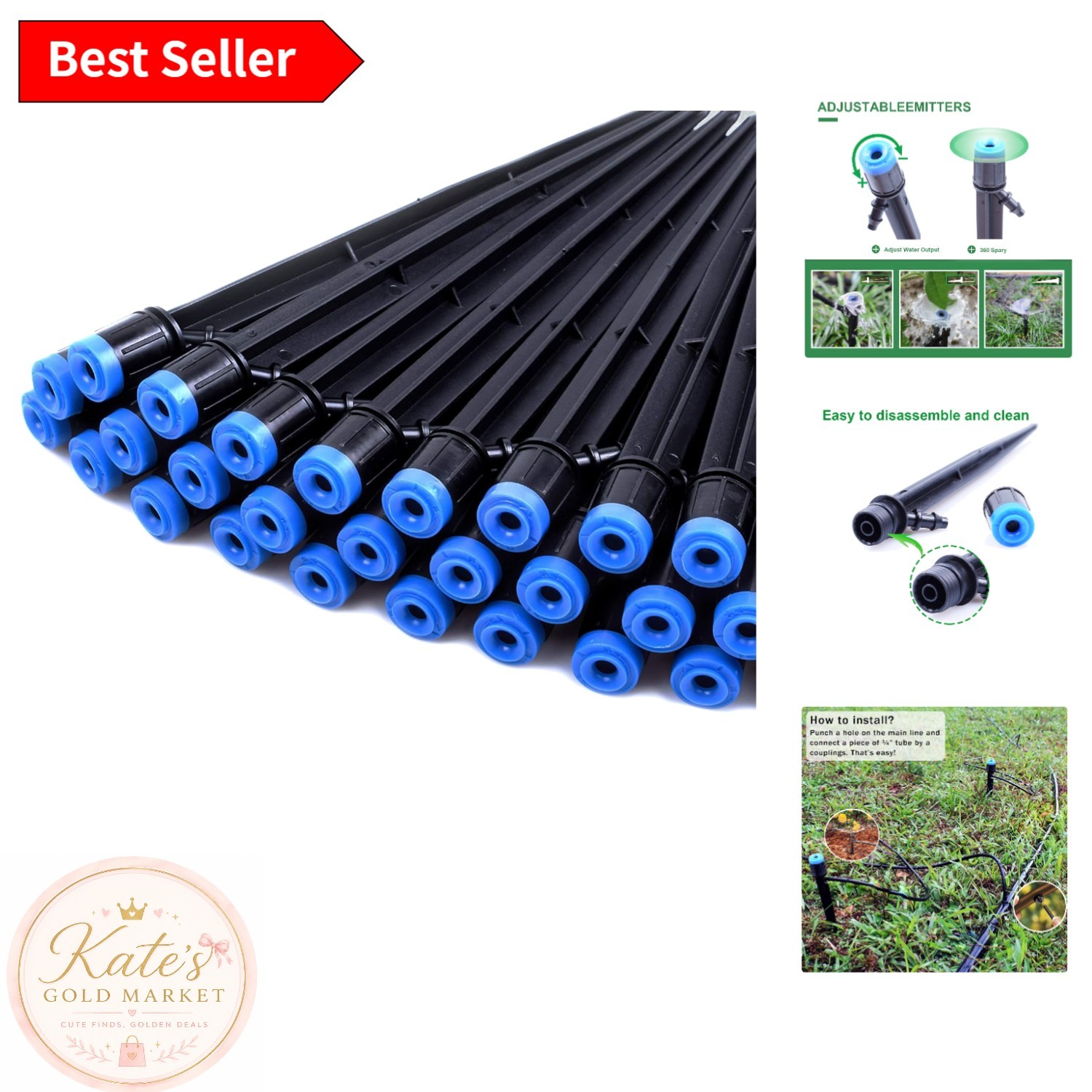 Efficient 50PCS Fan-Shaped Drip Emitters – Perfect for Lawns & Flower Beds