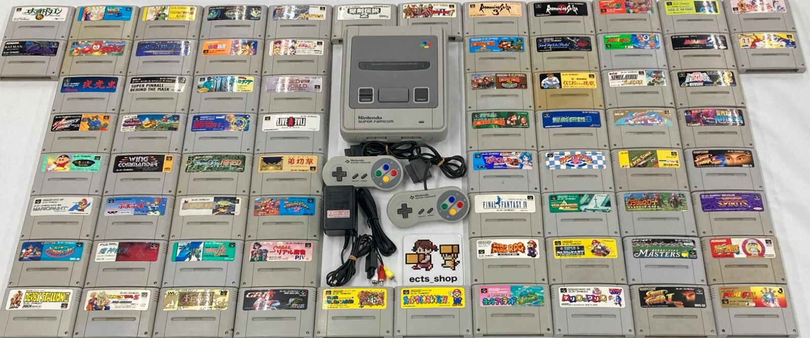 Nintendo super famicom gray console + Lot Of 50 video games Random  Operation OK