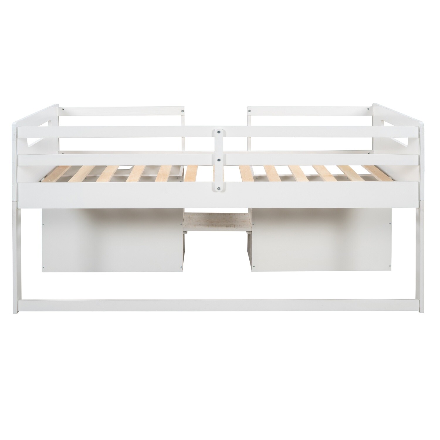 Twin Size Loft Bed Frame Wood Bed Frame w/ Drawer & Shelves White/Gray/Espresso