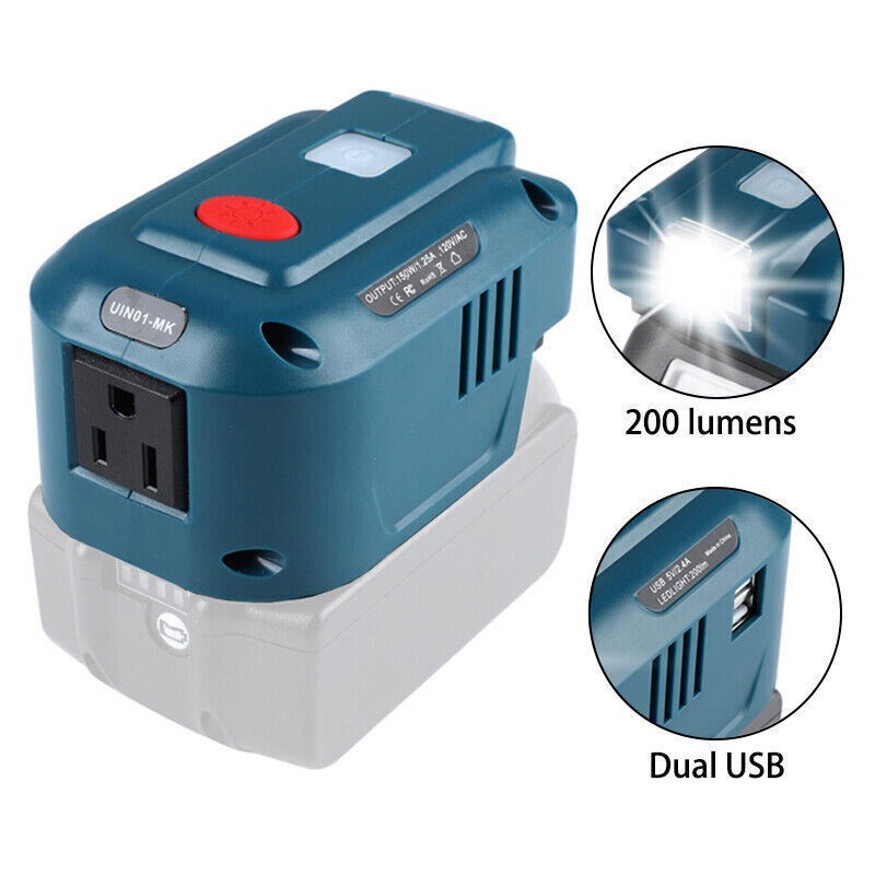 For Makita Battery Power Inverter DC 18V To AC/110V Dual USB-Outdoor Camping LED