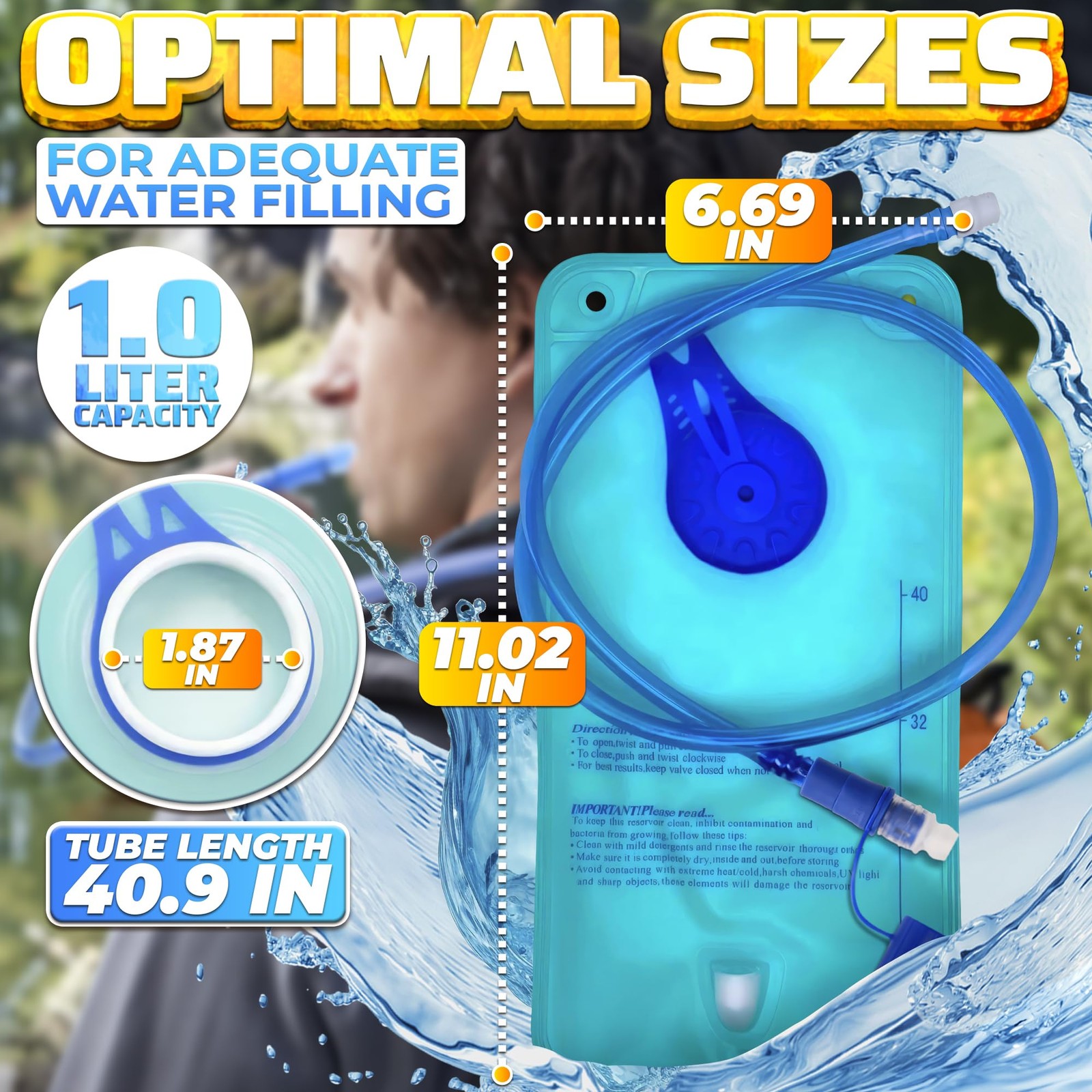 Water Bladder For Hiking Backpack โ€ 1l/1.5l Tpu Material Hydration Bladder ...