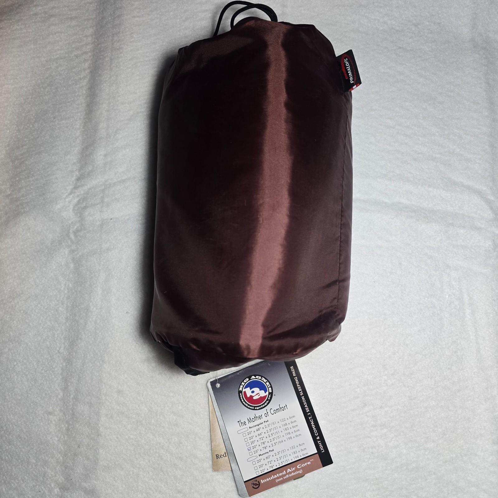 Big Agnes Insulated Air Core Sleeping Pad Maroon - 20X78X2.5