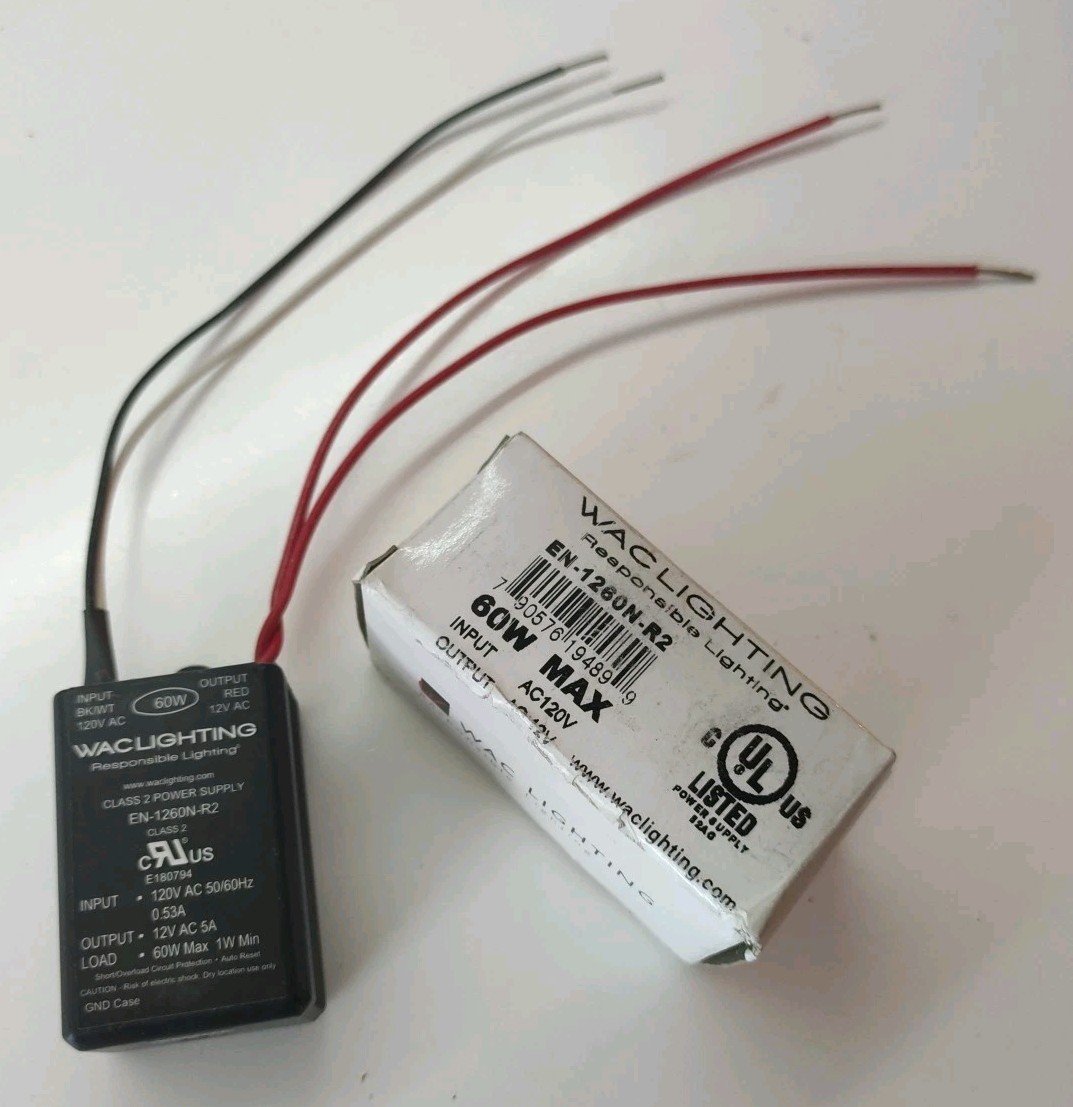 WAC Lighting EN-1260N-R2, Load AC 12v / 60W. Electronic Transformer