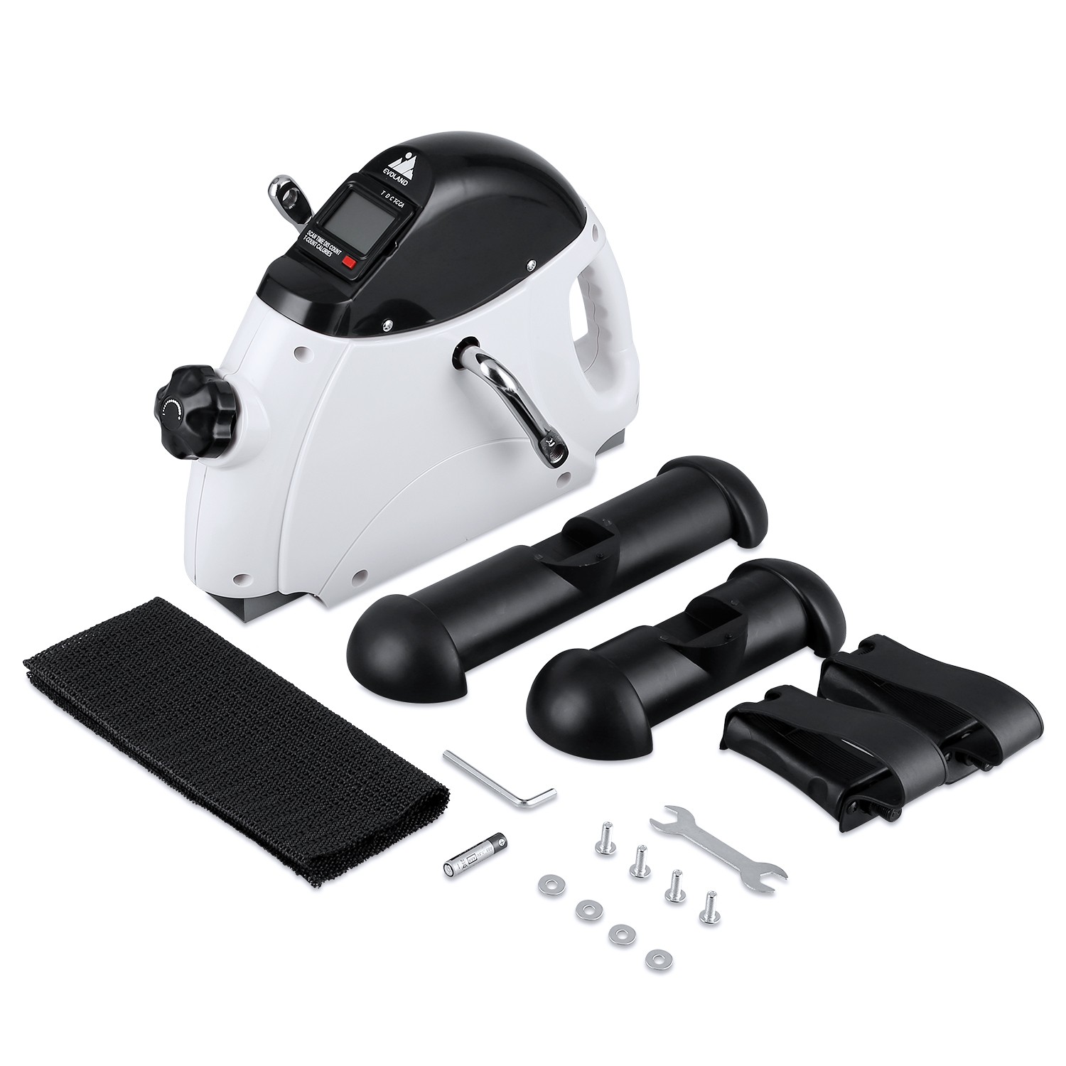 Evoland Mini Exercise Bike Under Desk w/LCD Display, Arm & Leg Pedal Exerciser