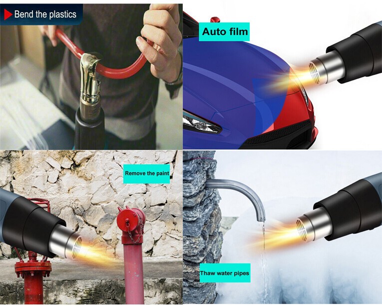 2500W Heat Gun Electric Hot Air Gun w/ Dual-Temperature LCD Show 4 Nozzles Tool