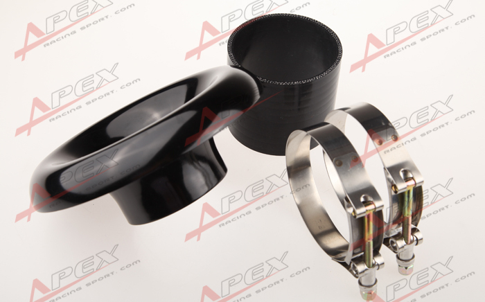 UNIVERSAL 3.5" BLACK VELOCITY STACK FOR COLD/RAM ENGINE AIR INTAKE/TURBO HORN