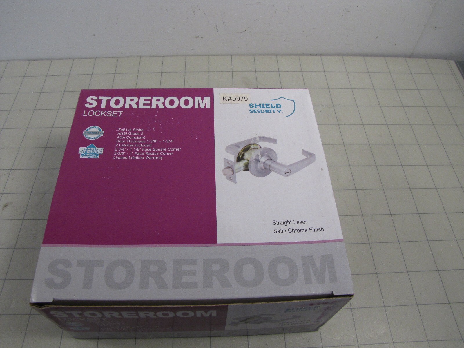 HD Supply 913726 Shield Security Storeroom Lockset Straight Lever Satin Chrome