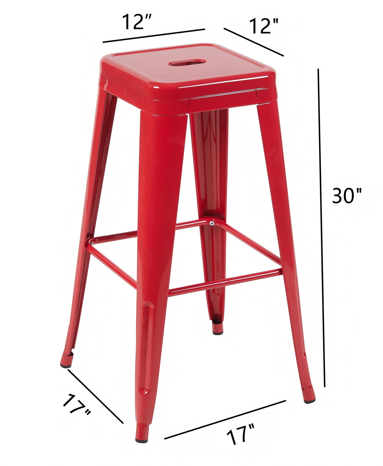 30 Inch Counter Height Stool, Backless Metal Bar Stools Set of 2, Non-Stackabl