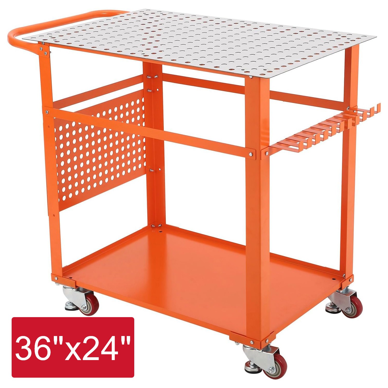 36" x 24" Welding Table 600 LBS Welding Workbench w/ 5/8 Inch Holes and Pegboard