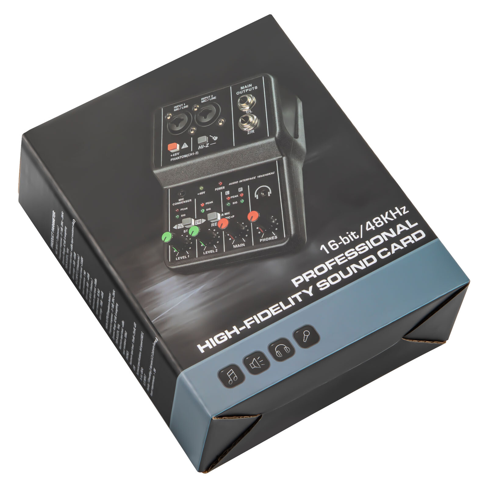 2 Channel Mixing Console Live Studio Audio DJ Mixer Sound Board USB Interface
