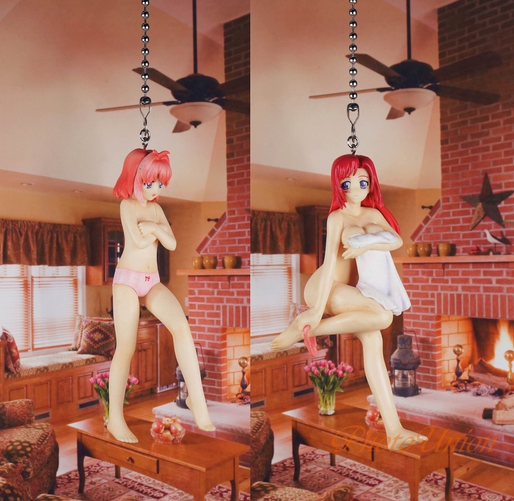 Japanese Girl Bath Shower Set 2 Ceiling Fan Pull Light Lamp Chain A648 AB Set 2