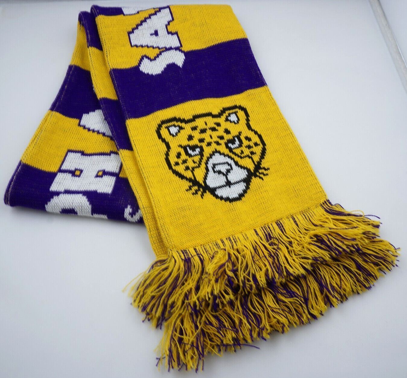 Soccer Scarf Saint Joseph Academy Jaguars Yellow Purple Team Logo 57" New