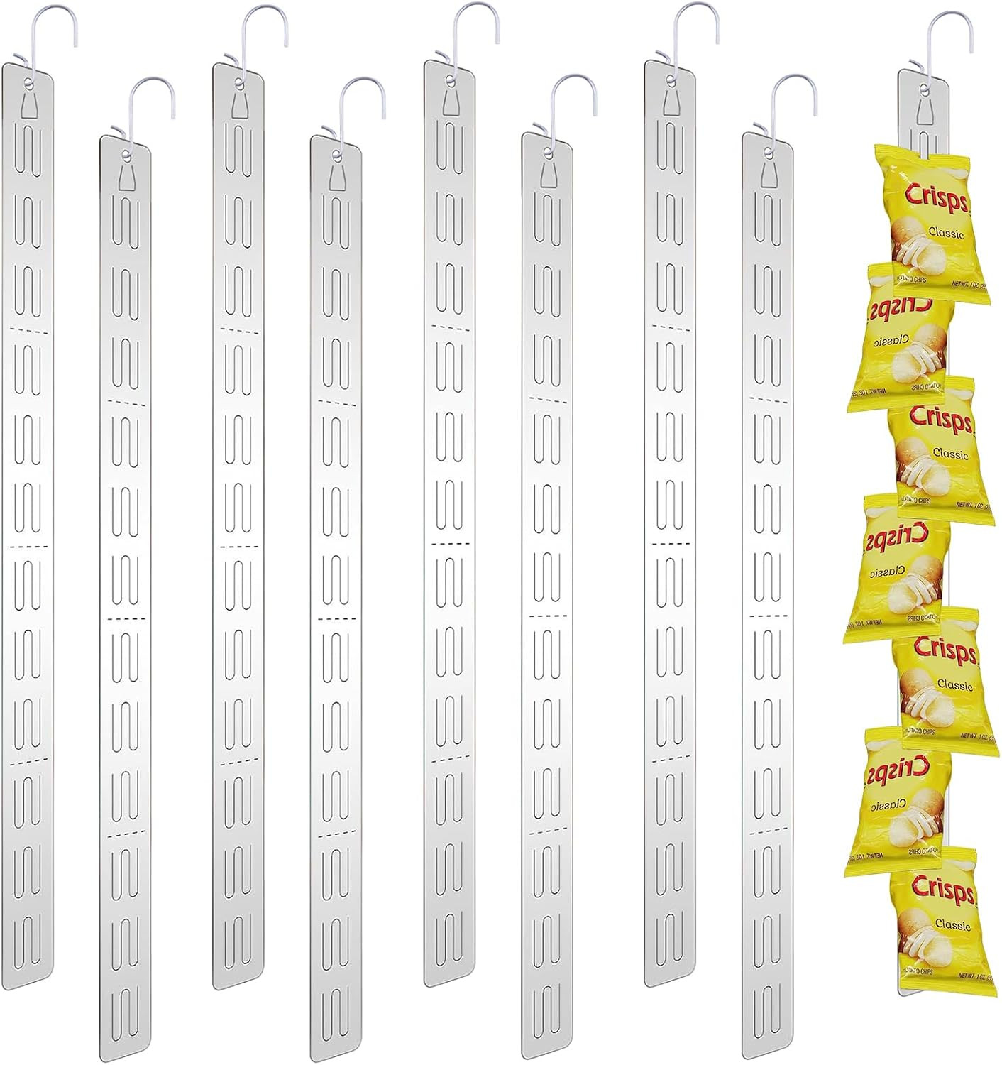30 PCS Station Hanging Merchandise Strips with 30 S Hooks, Clear Retail Hanging