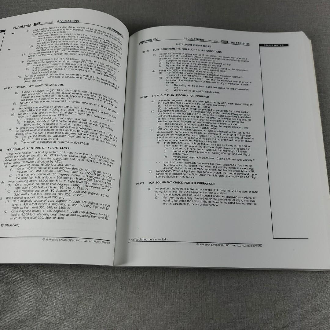 Federal Aviation Regulations Jeppesen 1990 Trade Paperback Book