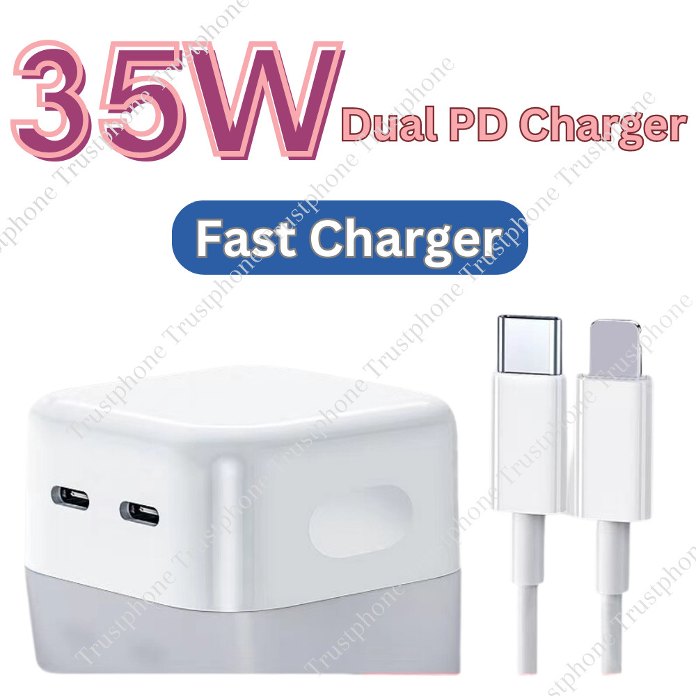 35W USB-C Dual Port Fast Charger Cube PD Adapter For iPhone 14/13/12/11 Pro iPad
