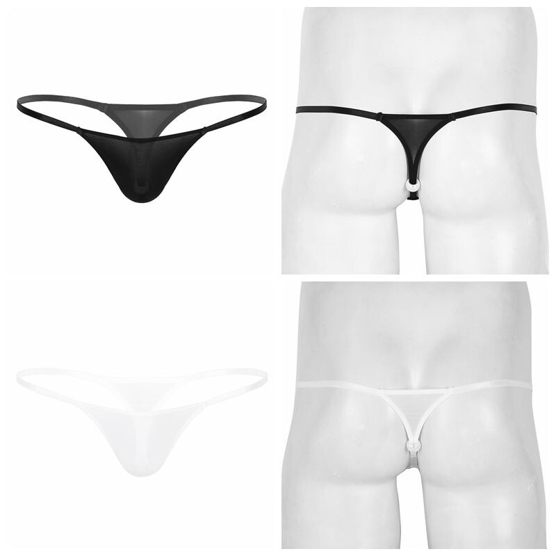 Mens Thong Underwear Low Rise See Through Micro Pouch G-String T-back Jockstrap