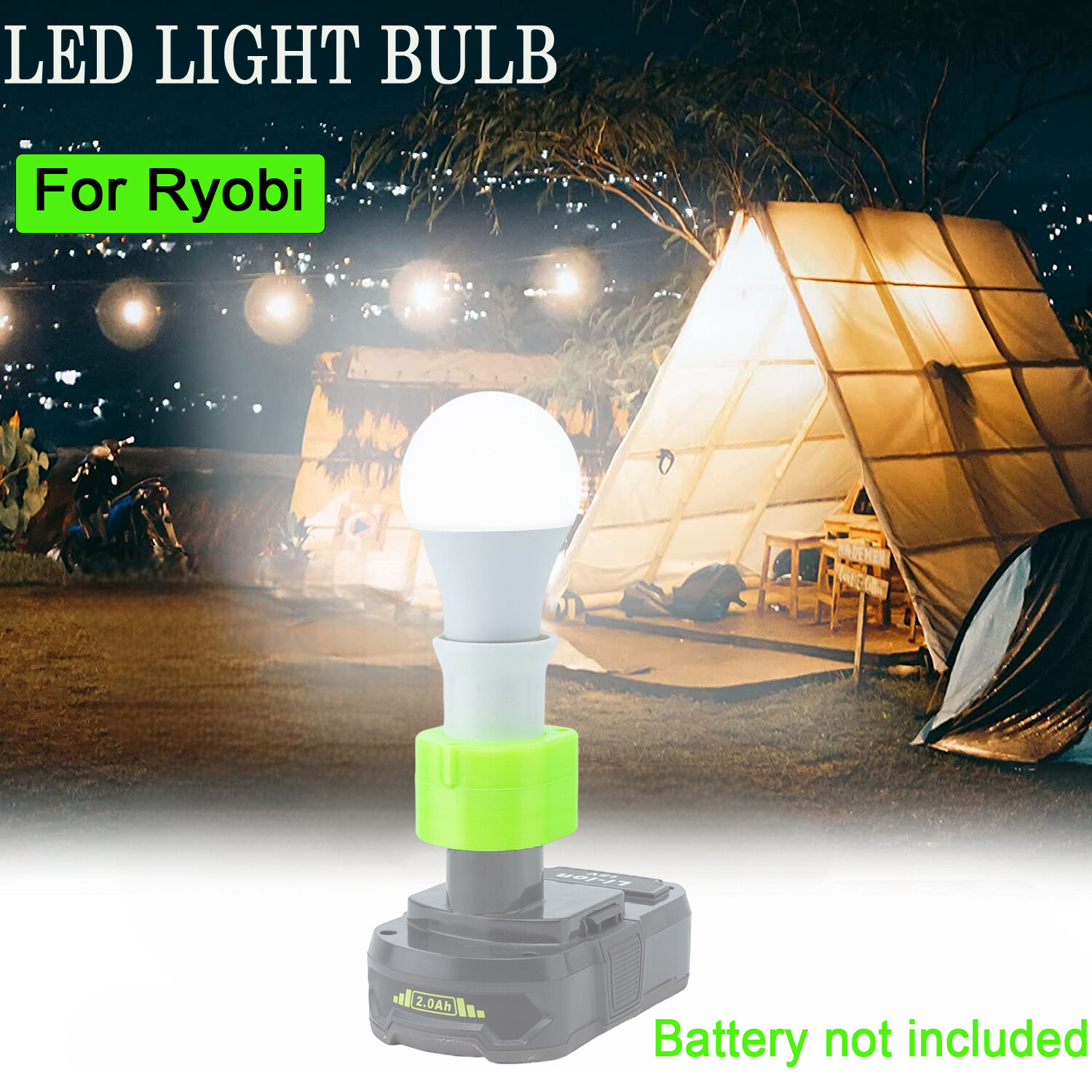 Cordless LED Work Light E27 Bulbs For Ryobi 18V Lithium-ion Battery Powered New