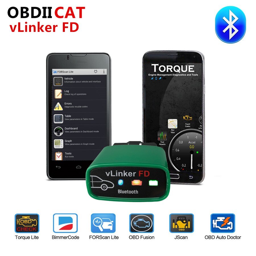 Vgate OBD2 Bluetooth Scanner vLinker FD Diagnostic FOR-Scan Adapter for Android