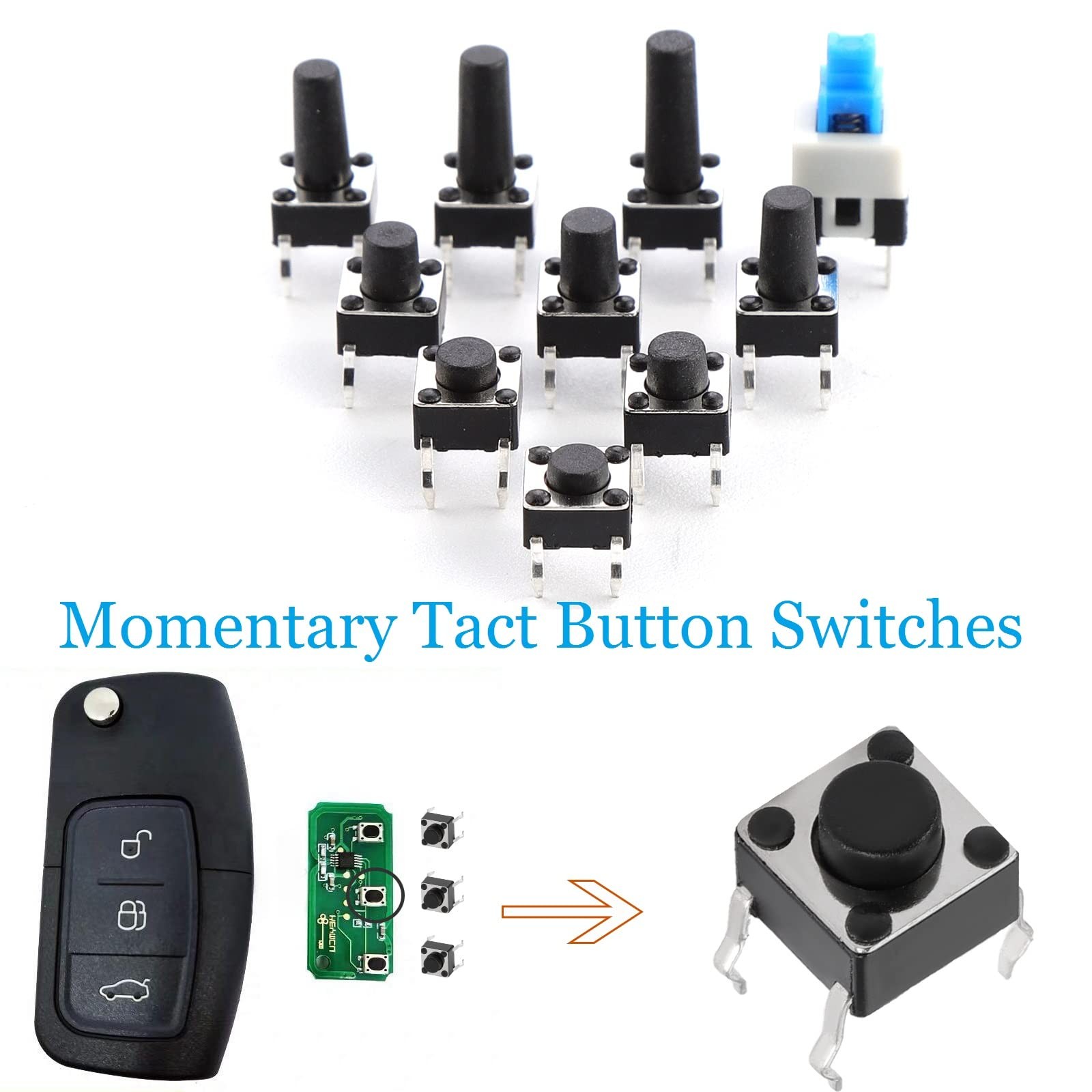 180Pcs Tactile Push Button Switch Assortment Kit, 10 Values 6x6mm 4-Pin Micro...