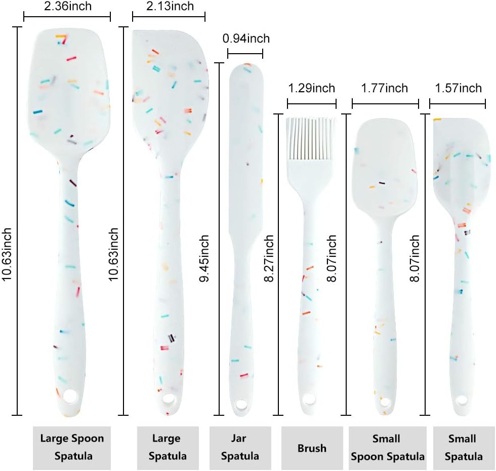Silicone Spatula Set 6 Piece Heat Resistant Rubber 3 inches, Multicolor