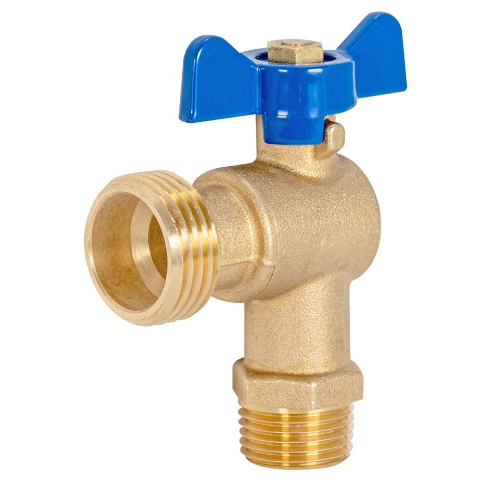 Male Boiler Drain, 1/2 Inch MIP x 3/4 Inch MHT, Quarter Turn Ball Valve, Bras...