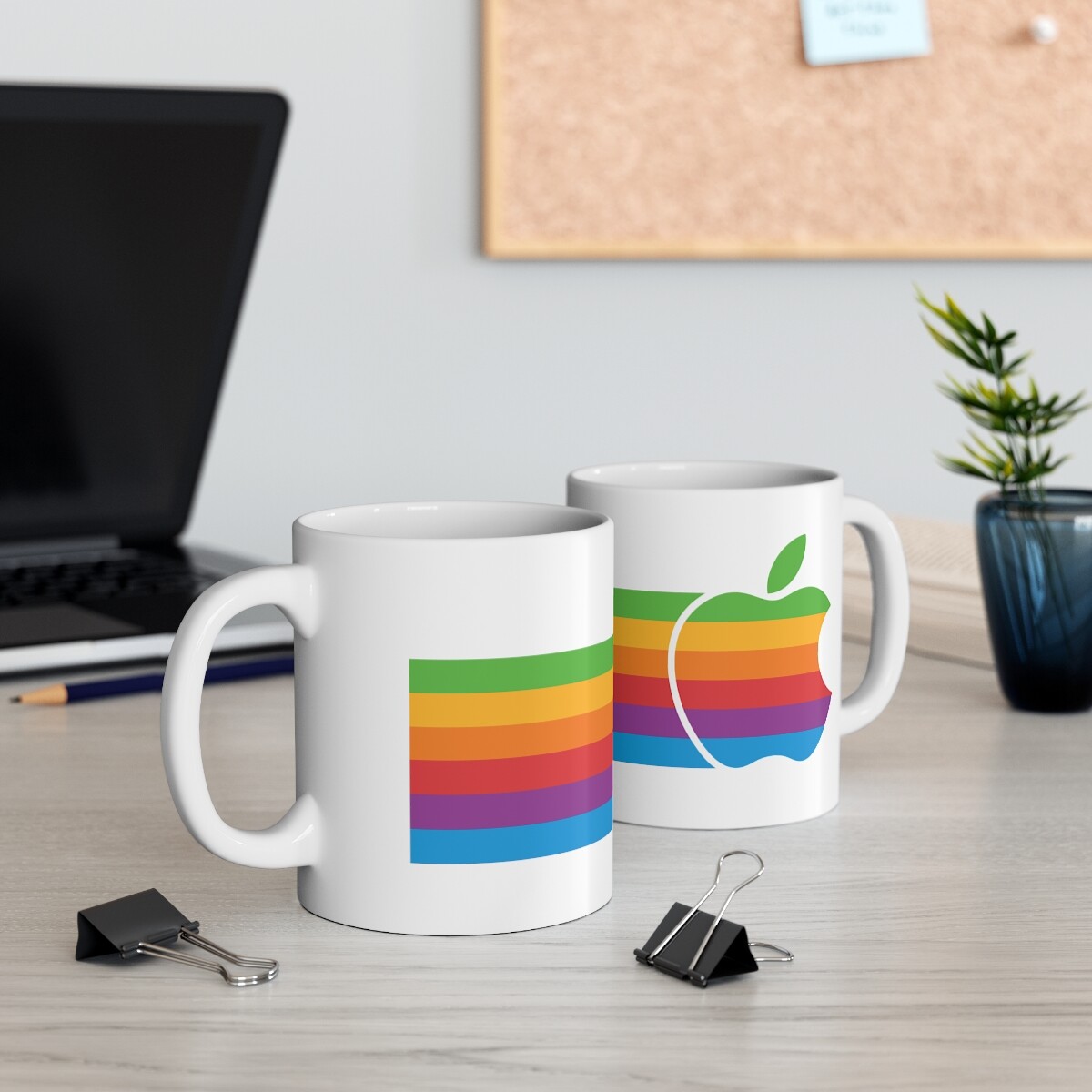 Apple 2 II Mac Macintosh Rainbow Logo Ver 2 Computer Ceramic Coffee Cup Mug 11oz