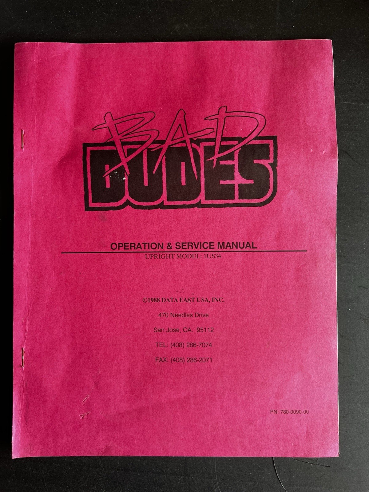 1988 Data East Bad Dudes Arcade Operation & Service Manual Original OEM
