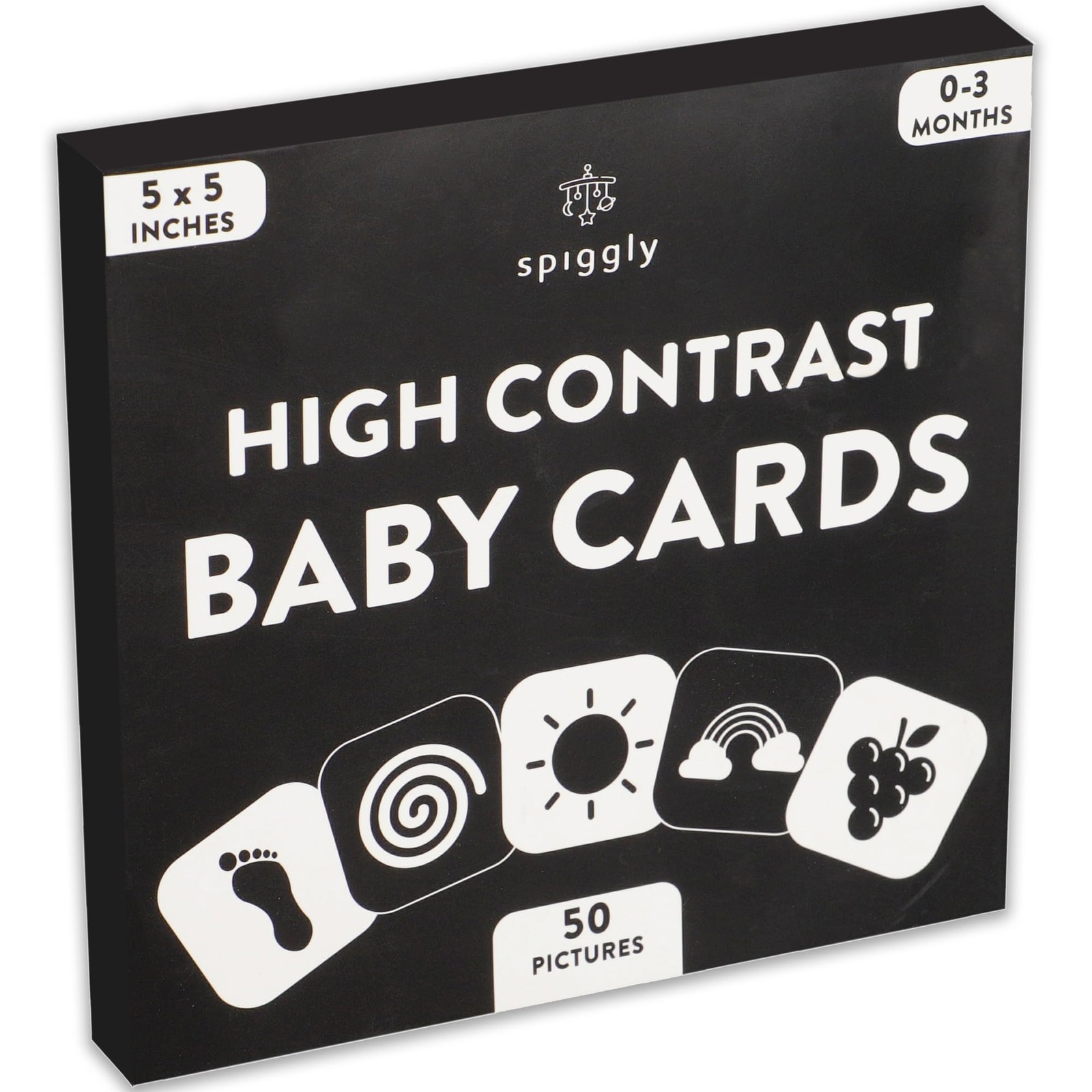 Spiggly High Contrast Baby Visual Stimulation Cards - 50 Pictures for Newborn...