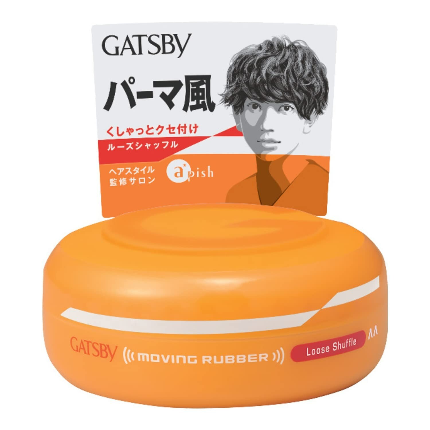 Mandom GATSBY Hair Wax Moving Rubber Loose Shuffle Orange 80g - Made in Japan
