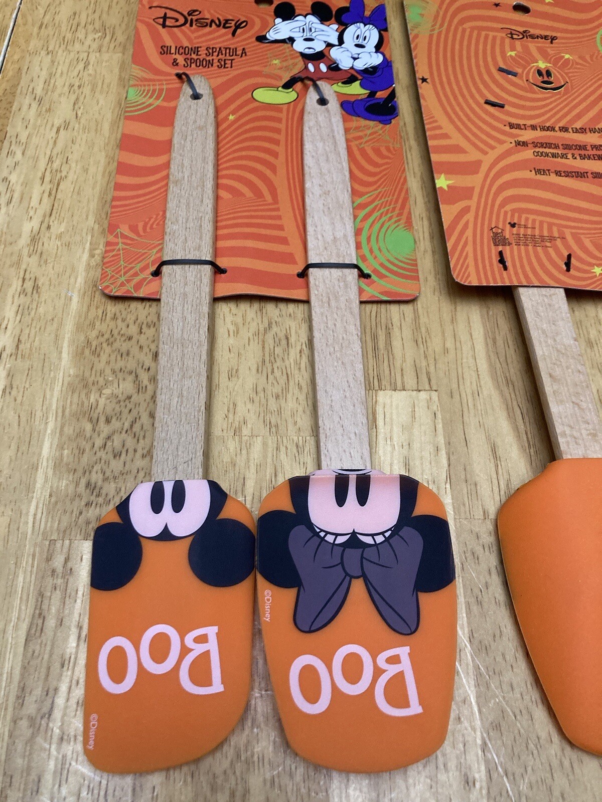 Disney Halloween Mickey Mouse Minnie 2 Pack Silicone Spatula & Spoon Set BOO NEW