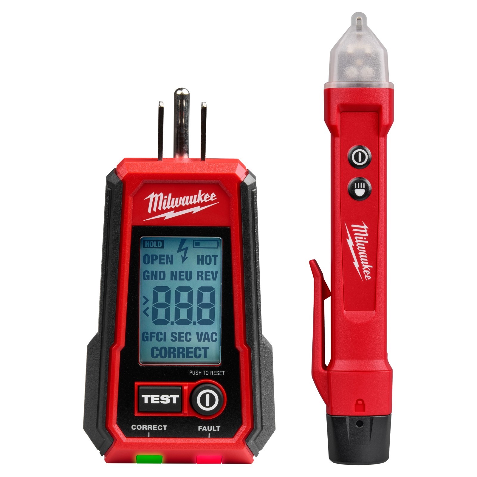 Milwaukee 3211-20 Digital GFCI Receptacle Tested & Voltage Detector w/ LED