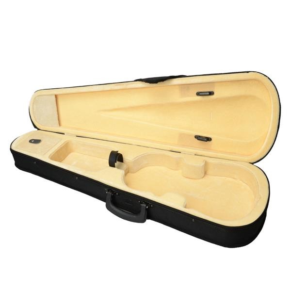 Violin Case Durable Triangle Shape Black with Soft Beige Lining Fits 4/4 Size