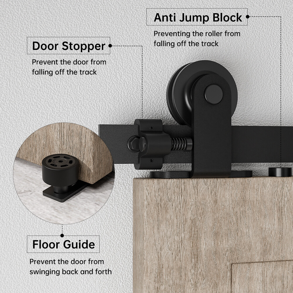 4FT-20FT Sliding Barn Door Hardware Track Single/Double Door &Adjustable Guide
